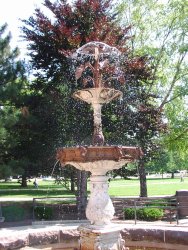Fountain on Memorial Mall near John Purdue's grave donated by Class of 1894